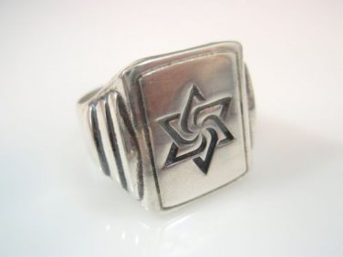 Hexagram star of david signet Ring Solid Sterling Silver 925 by EZI ZINO