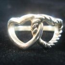 Lovers Heart Ring Heart Duet Connected Solid Sterling Silver 925