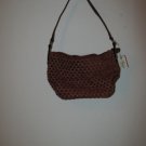 Fossil rattan woven leather handbag
