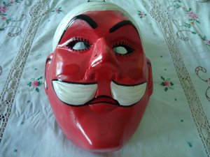 THE HAPPY MAN DANCE MASK HANDCARVED WOOD GUATEMALA MAYA