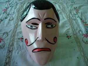 SAD FACE DANCE MASK HANDCARVED GUATEMALA MAYAN ART