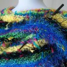 Hand Knit Yellow, Purple and Blue Goddess Shawl Wrap