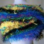 Hand Knit Yellow, Purple and Blue Goddess Shawl Wrap