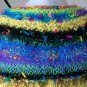 Hand Knit Yellow, Purple and Blue Goddess Shawl Wrap