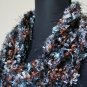 Hand Knit Black, Brown and Gray Sassy Wrap/Scarf - Midnight Sky