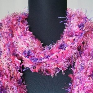 Hand Knit Pink and Purple Sassy Wrap/Scarf - Cotton Candy