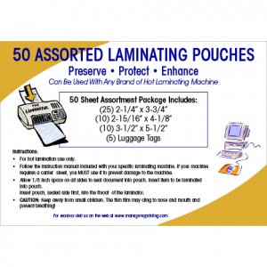 Assorted Small Laminating Pouches (50 Pack)