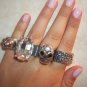 Four Finger Skull Faux Diamond Armor Ring