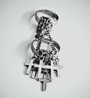 Slave Chain Harness Multi Cross Charm Ring