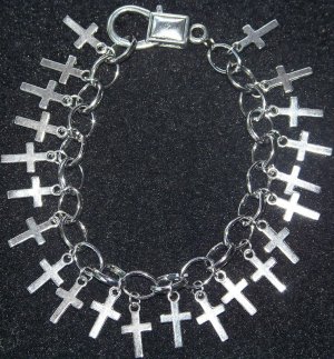 Multi Charm Gothic Rocker Charm Bracelet