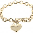 Heart toggle bracelet 14 carat gold layered
