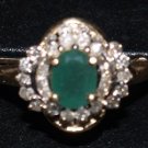 Gold ring 14K with Emerald and dimonds