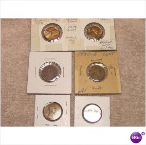 wheat readable upside down & 1907 indian lot of 6