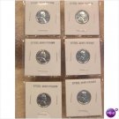 LOT OF 6 1943 Steel War Penny NICE
