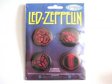 Led Zeppelin Runes Red Button Set