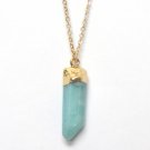 Turquoise Blue Stone Crystal Point Necklace