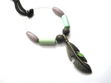 Circle Feather Cord Necklace