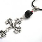 Black Skull Cross Goth Cord Necklace Black Skull Cross Goth Cord Necklace