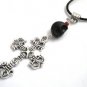 Black Skull Cross Goth Cord Necklace