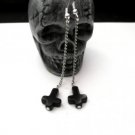 Inverted Cross Black Magnesite Dangle Earrings