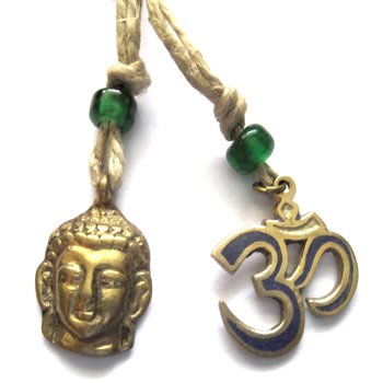 Boho Ohm Brass Buddha Hemp Necklace Set