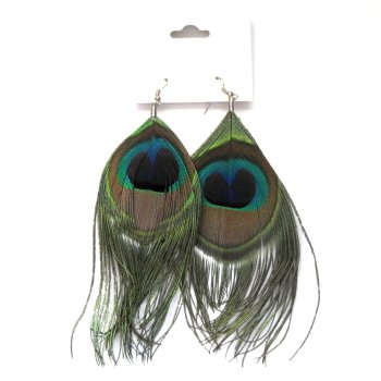 Peacock Feather Dangle Earrings