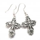 Filigree Cross Tibetan Silver Dangle Earrings Filigree Cross Tibetan Silver Dangle Earrings