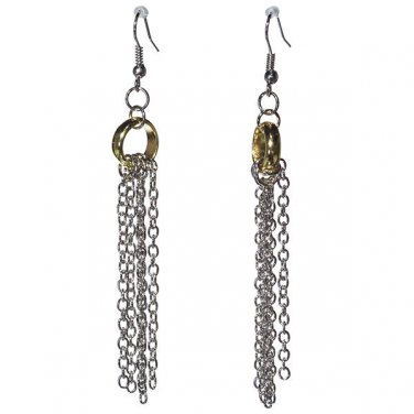 Long Chain Link Tassel Dangle Earrings