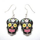 Sugar Skull Black Goth Dangle Earrings
