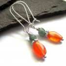 Carnelian Green Aventurine Dangle Earrings Carnelian Green Aventurine Dangle Earrings