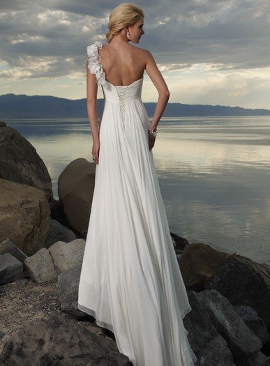 one shoulder beach wedding dress 2011 EC28