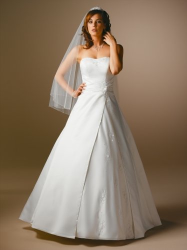 latest style strapless satin beaded wedding dress 2011 EC82