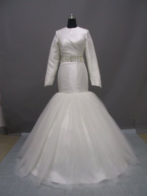 Free shipping long sleeve and high neckline wedding dress ER39
