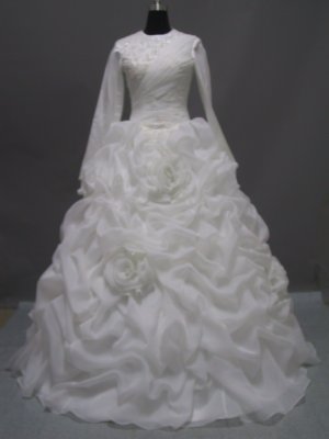 Free shipping long sleeve and high neckline wedding dress ER41
