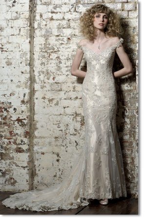 Free shipping fashion lace off shoulder wedding dress 2011 EC160