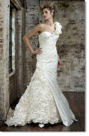 Free shipping fashion taffeta one shoulder wedding dress 2011 EC161