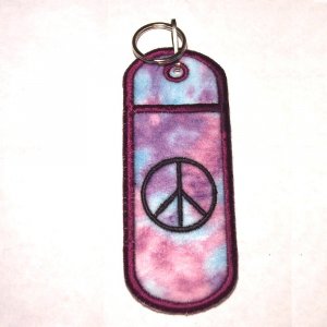 Peace Embroidered lipbalm holder keychain