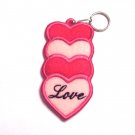 Embroidered Stacked Hearts Lip Balm, USB or Lighter Holder Key Chain