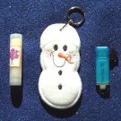 Embroidered Snowman Lipbalm, USB Drive, or Lighter Holder Keychain or Backpack clip