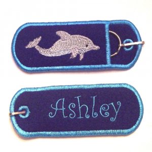 Double sided Embroidered USB, Lip Balm, Chapstick, or Lighter Holder Keychain
