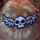 Winged Skull Embroidered Barrette