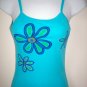 Tropical Flowers Turquoise Tank Top
