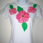 Hand Painted Hibiscus Flowers White TShirt