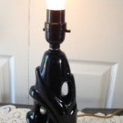Vintage Wild Black Pottery Table Lamp Eames Mid Century