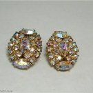 Vintage Aurora Borealis Rhinestones Oval Clip Earrings 50s Vintage Aurora Borealis Rhinestones Oval Clip Earrings 50s