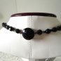 Vintage French Jet Black Glass Facetted Beads Necklace