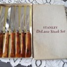 Vintage Bakelite Caramel Swilr 6 Steak Knives Box GH