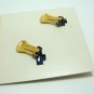 Vintage Navy Enamel Metal Clip Earrings Coro NOS