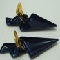 Vintage Navy Enamel Metal Clip Earrings Coro NOS