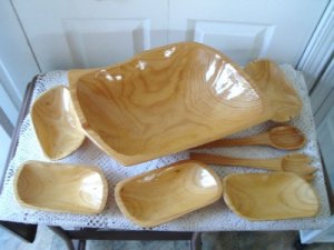 Vintage Huge Wood Salad bowl  Set So Retro!